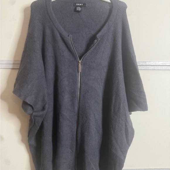 DKNY Charcoal Poncho with Zipper - Picture 2 of 12